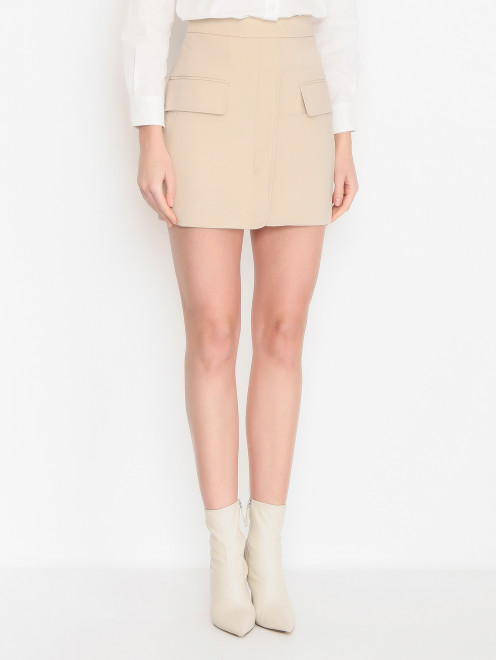 Мини-юбка из шерсти с накладными карманами Max Mara - МодельВерхНиз