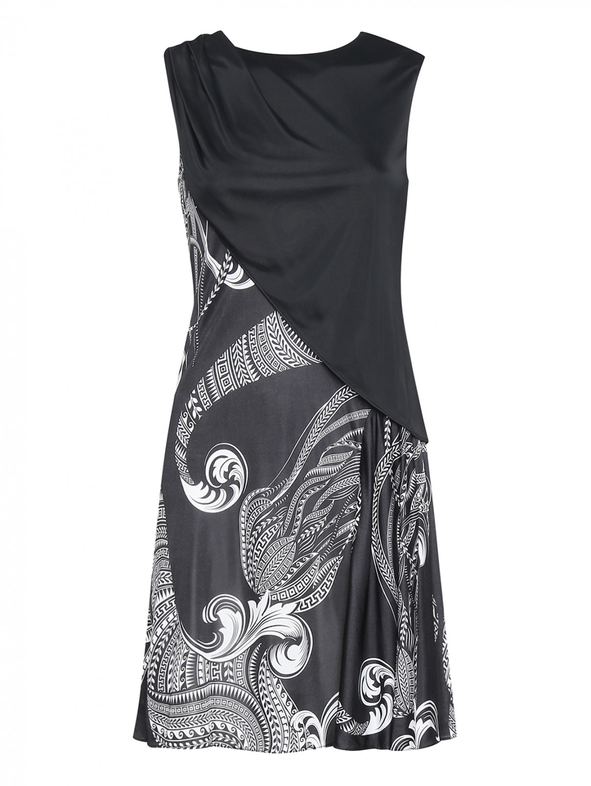 Комбинированное платье-мини с узором Versace Collection  –  Общий вид