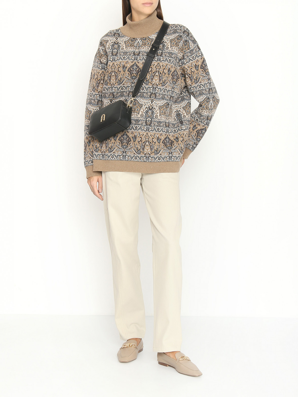 Свитер из шерсти с узором Antonio Marras  –  МодельОбщийВид  – Цвет:  Бежевый