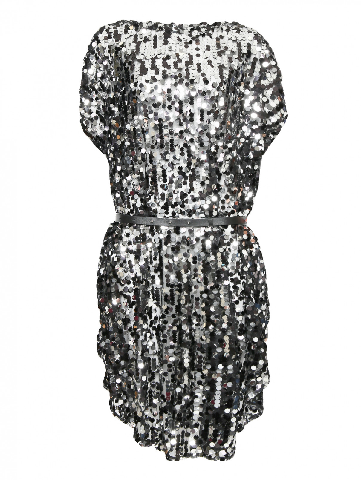 Платье свободного кроя декорированное пайетками MM6  –  Общий вид  – Цвет:  Черный
