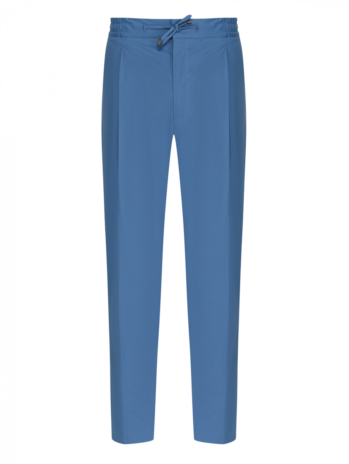 Брюки из хлопка прямого кроя с карманами LARDINI  –  Общий вид  – Цвет:  Синий