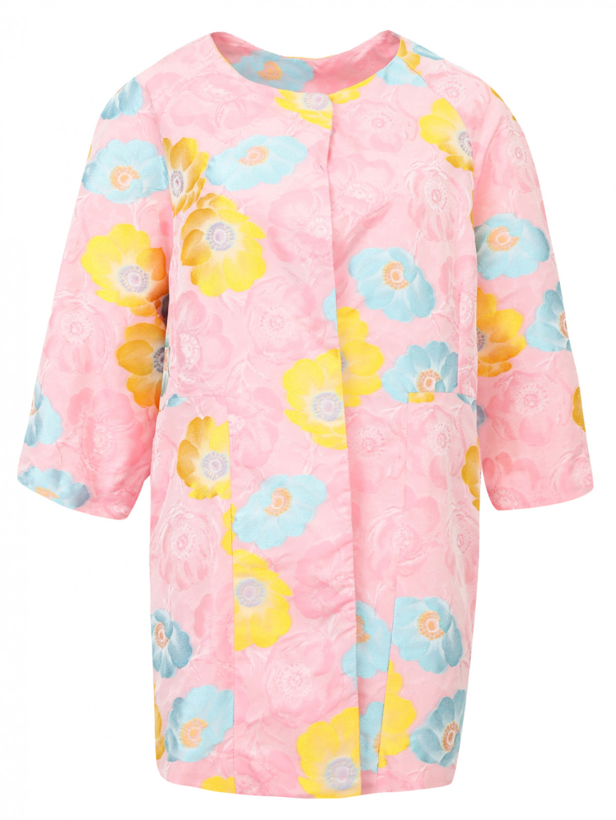 Легкое пальто с цветочным узором Femme by Michele R.  –  Общий вид  – Цвет:  Розовый