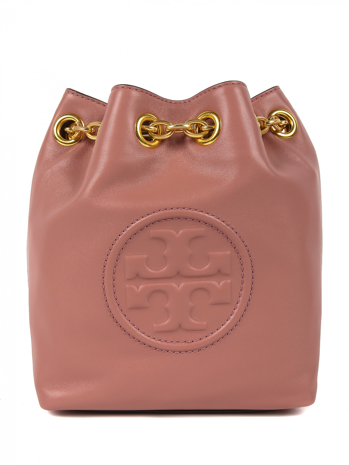 Сумка-рюкзак из кожи с золотой фурнитурой Tory Burch  –  Общий вид  – Цвет:  Розовый