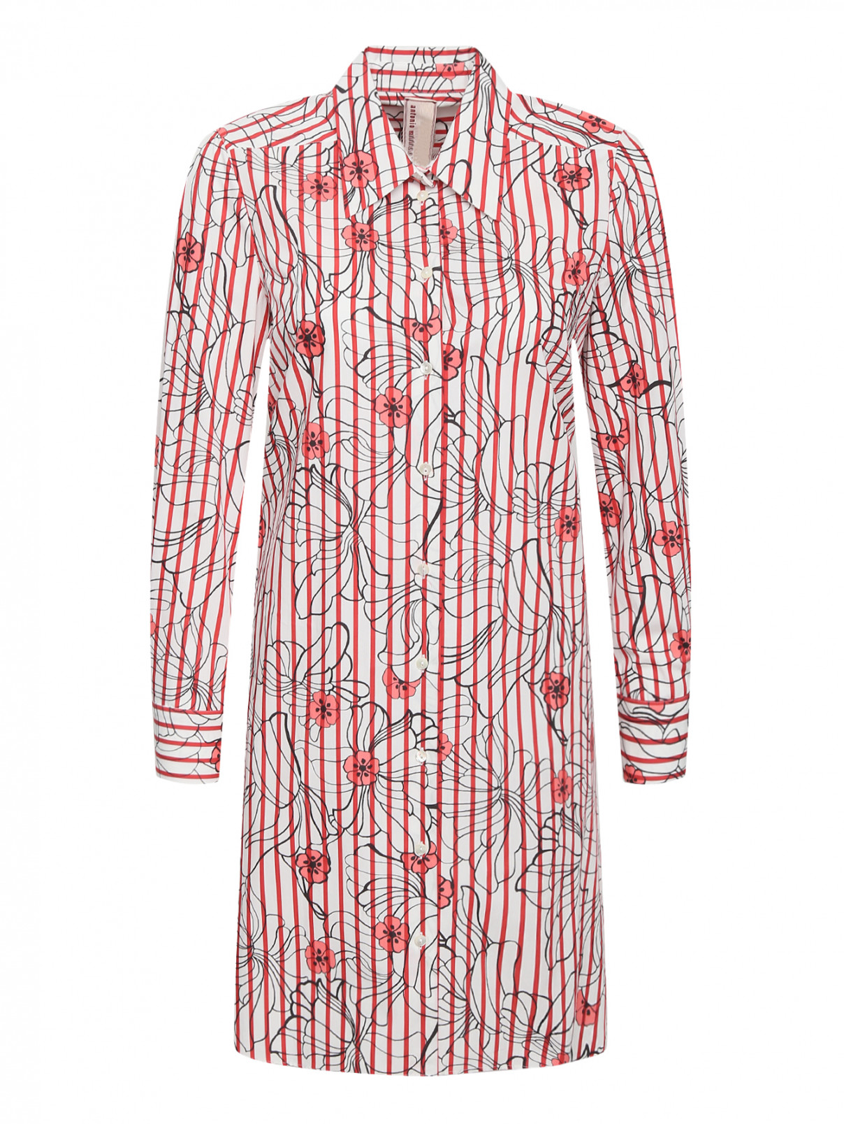 Платье-рубашка из хлопка с цветочным узором Antonio Marras  –  Общий вид  – Цвет:  Красный