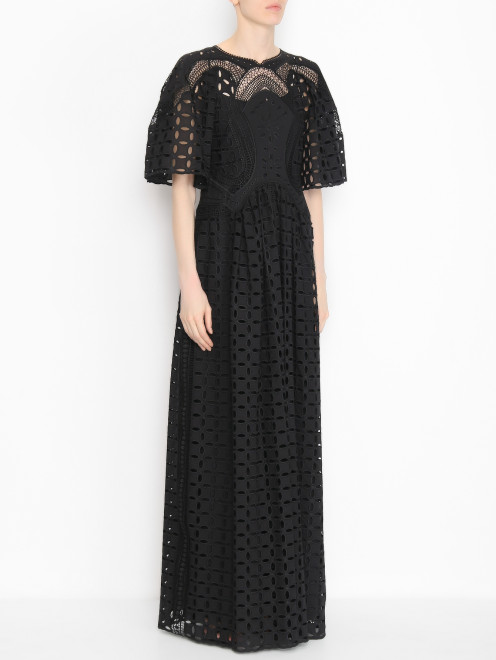 Платье-макси из смешанного хлопка с вышивкой Alberta Ferretti - МодельВерхНиз