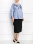 Блуза из хлопка декорированная камнями Marina Rinaldi  –  Модель Общий вид
