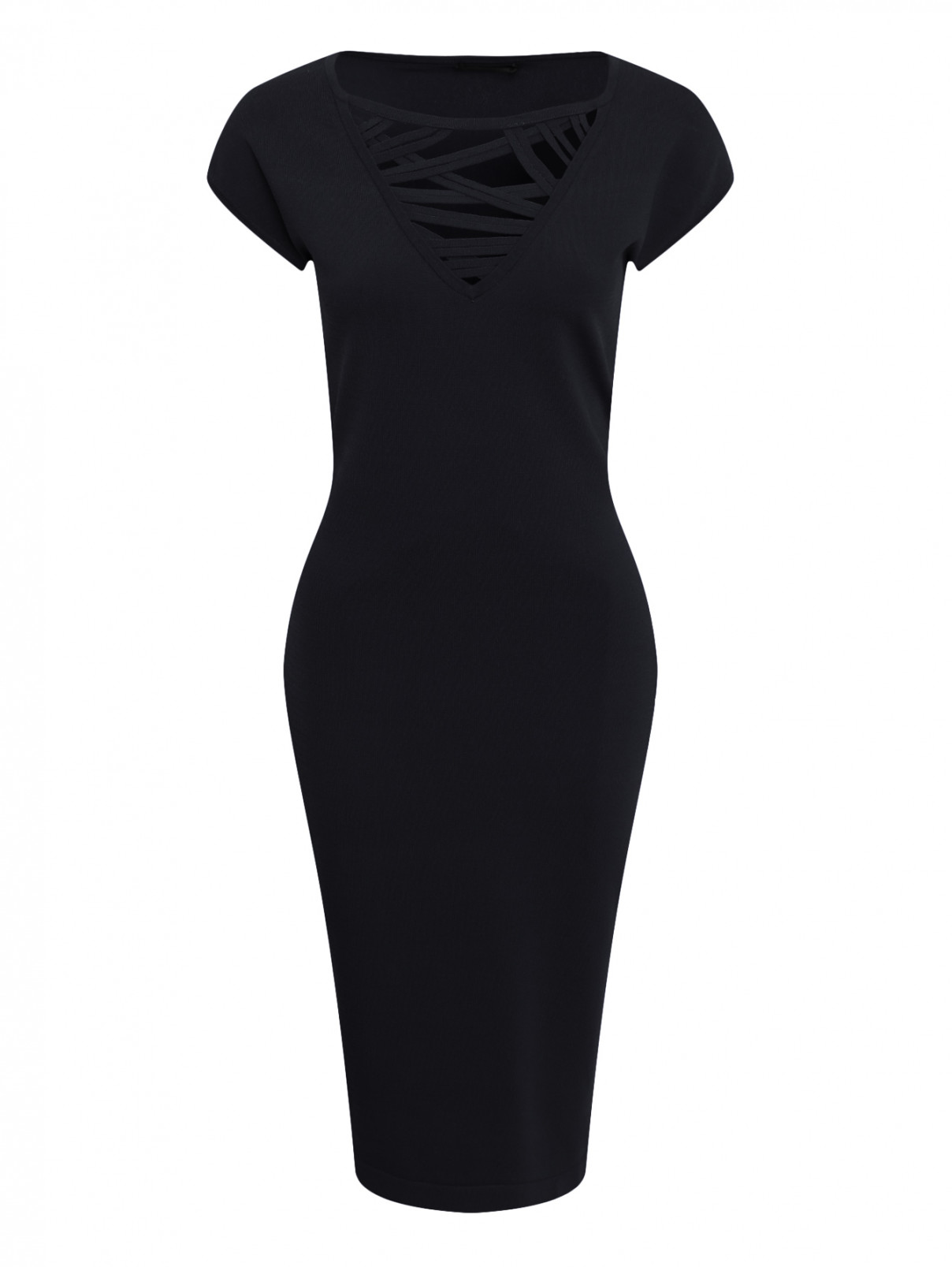 Трикотажное платье Marina Rinaldi  –  Общий вид  – Цвет:  Черный