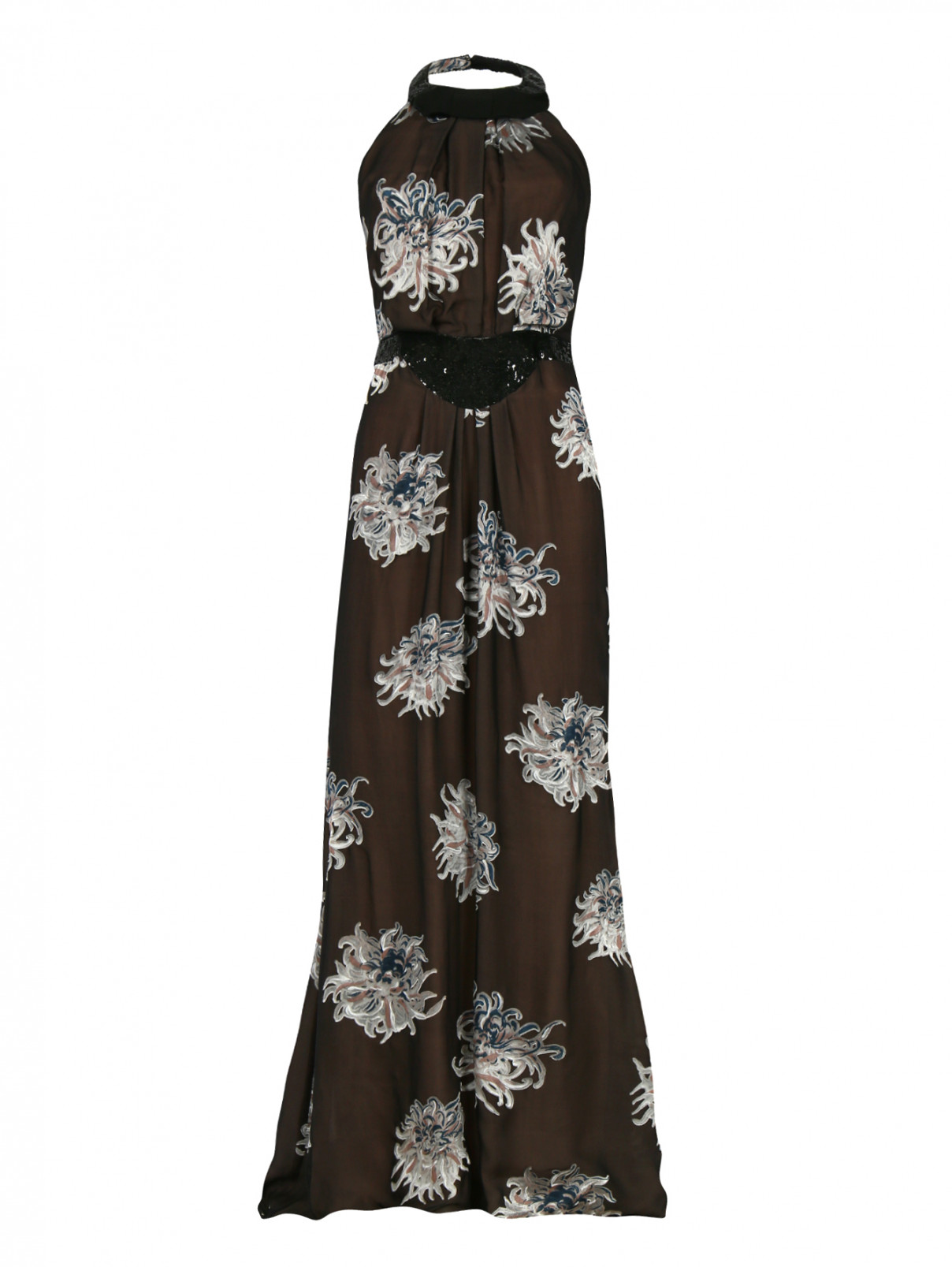 Платье-макси с открытой спиной декорированное пайетками Carolina Herrera  –  Общий вид  – Цвет:  Мультиколор