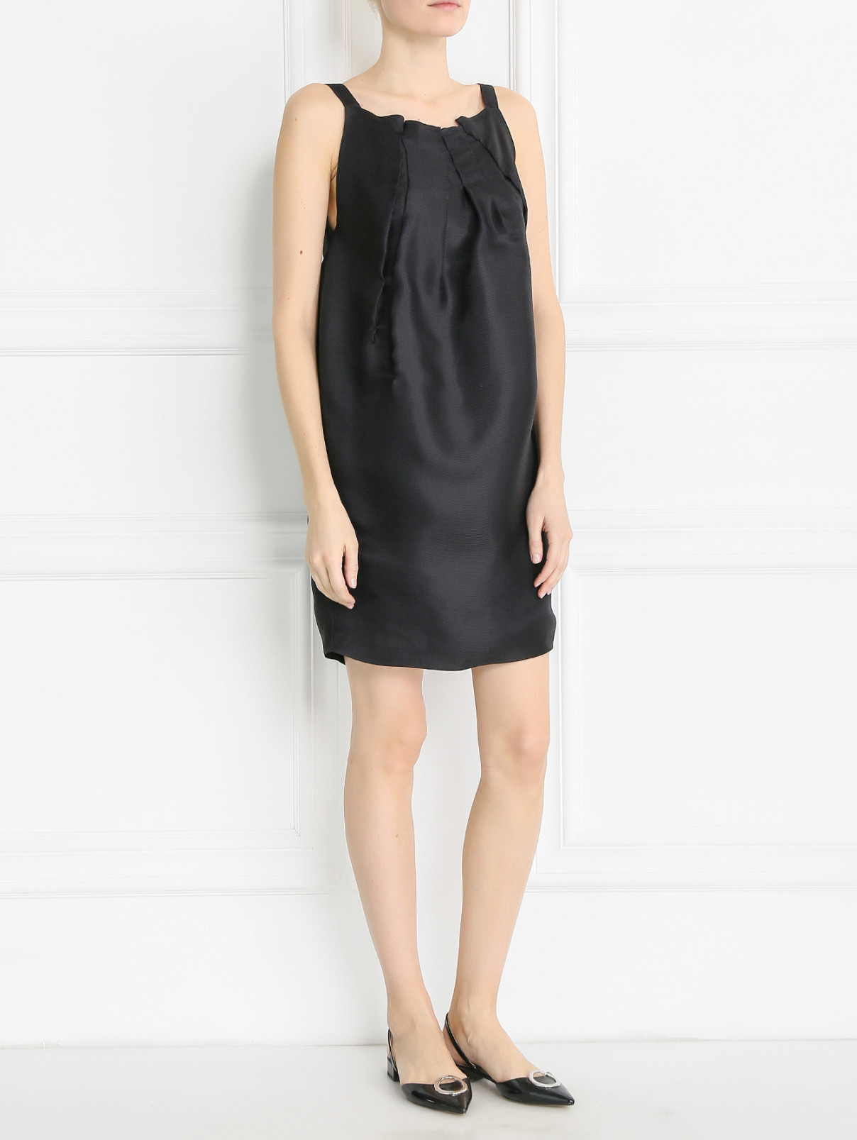 Платье из шелка свободного кроя Aquilano Rimondi  –  Модель Общий вид  – Цвет:  Черный