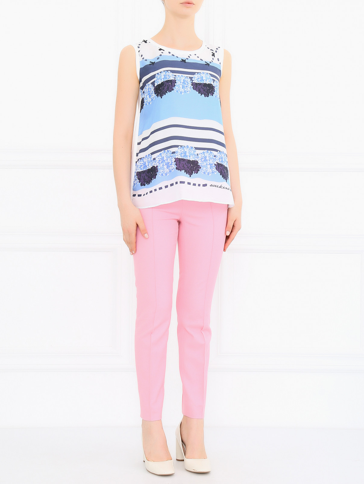 Укороченные брюки из хлопка Moschino Cheap&Chic  –  Модель Общий вид  – Цвет:  Розовый