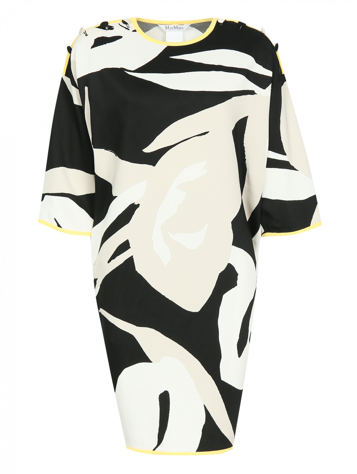 Платье свободного кроя с узором и контрастной отделкой Max Mara  –  Общий вид  – Цвет:  Узор