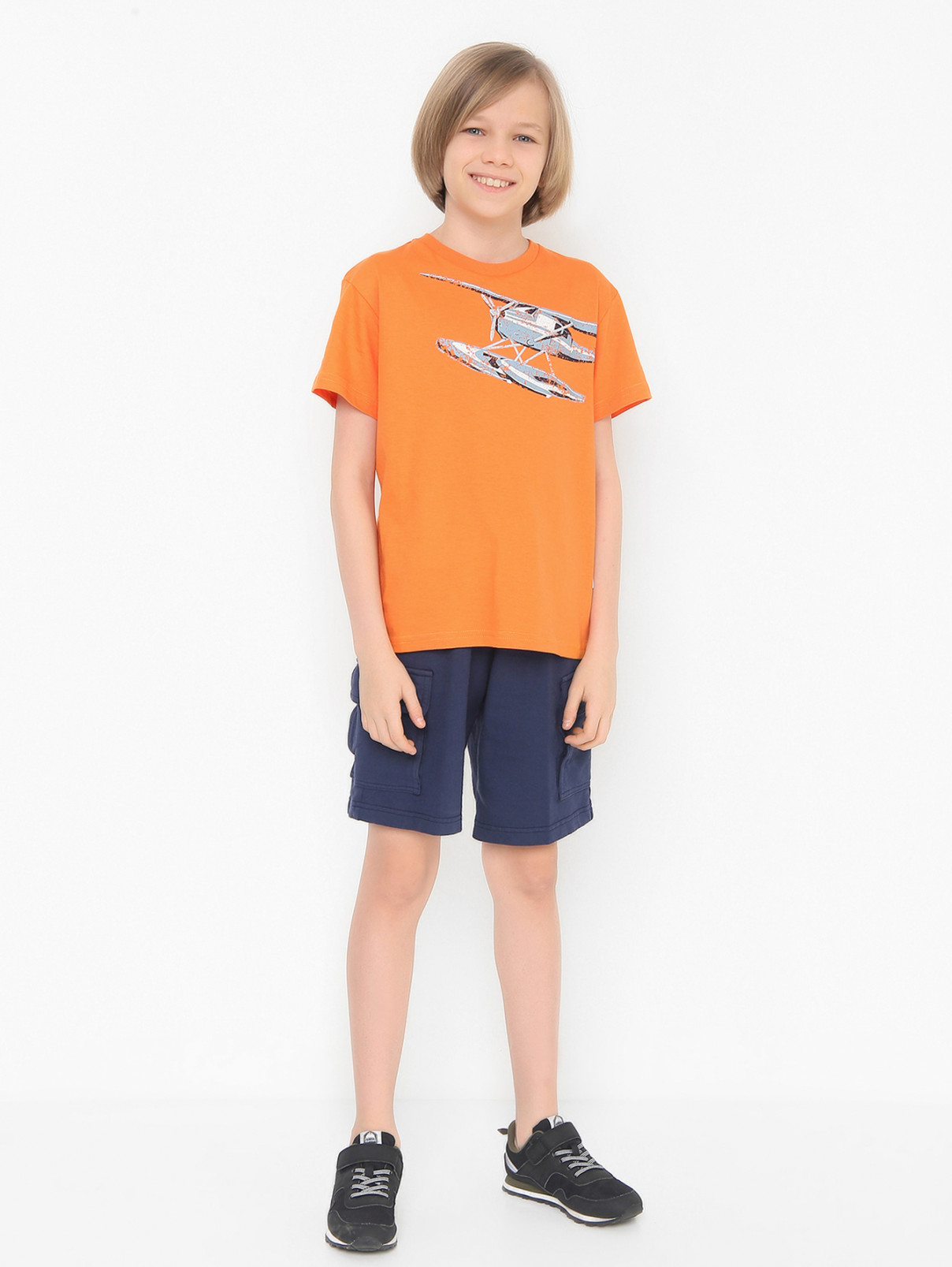 Трикотажная футболка с круглым вырезом Il Gufo  –  МодельОбщийВид  – Цвет:  Оранжевый
