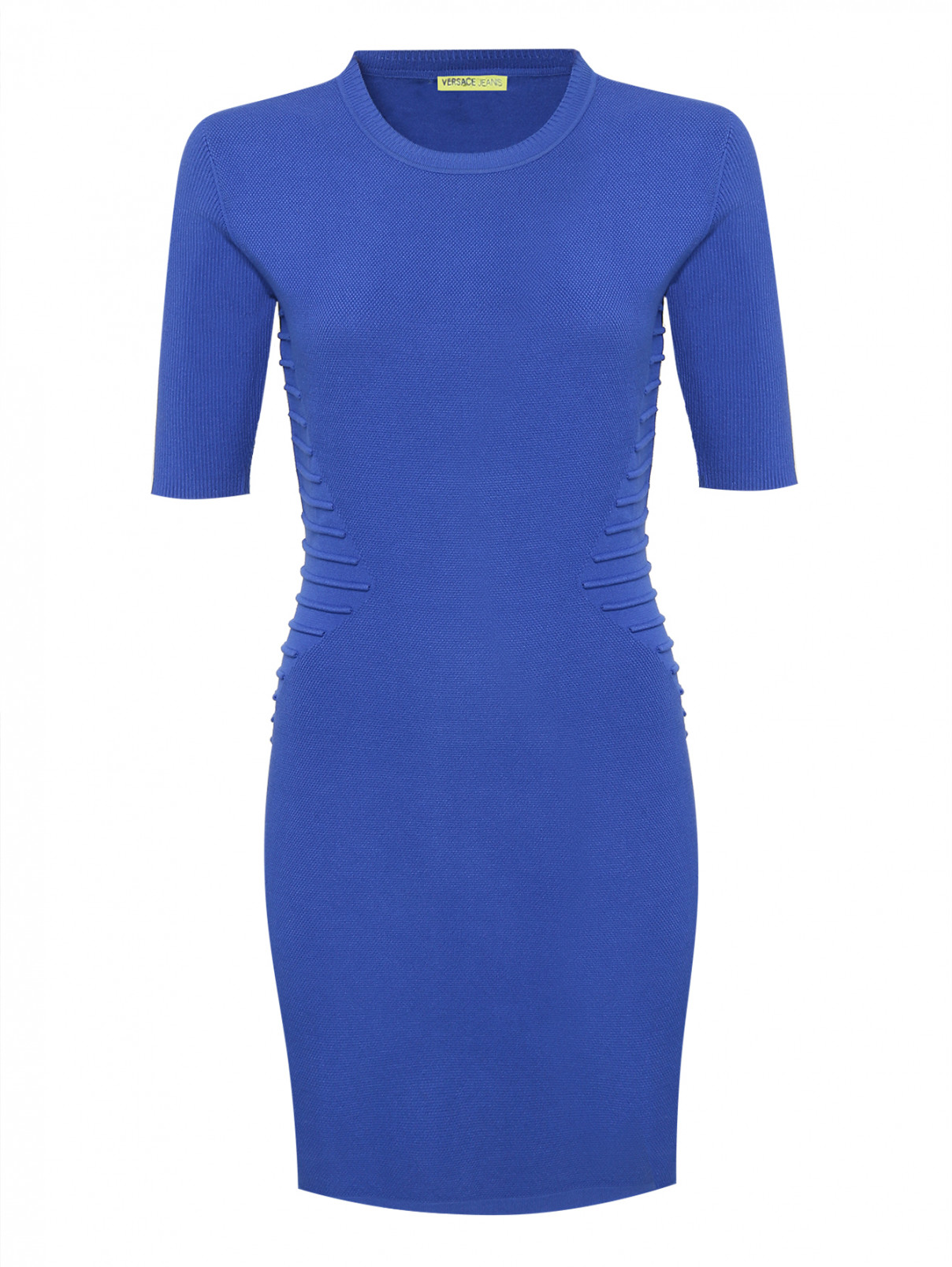 Платье из вискозы с коротким рукавом Versace Jeans  –  Общий вид  – Цвет:  Синий