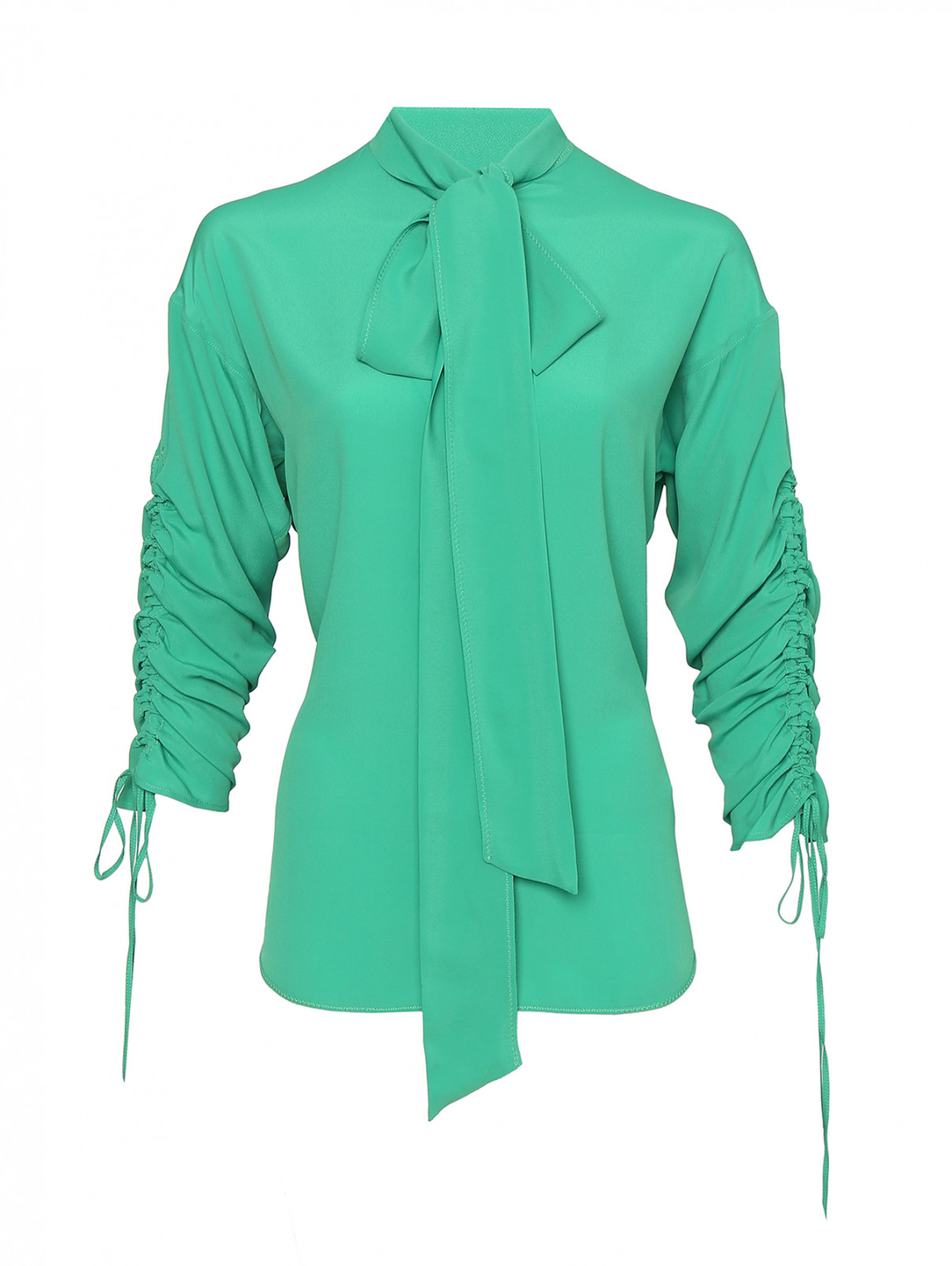 Блуза из смешаннного шелка на пуговицах N21  –  Общий вид  – Цвет:  Зеленый