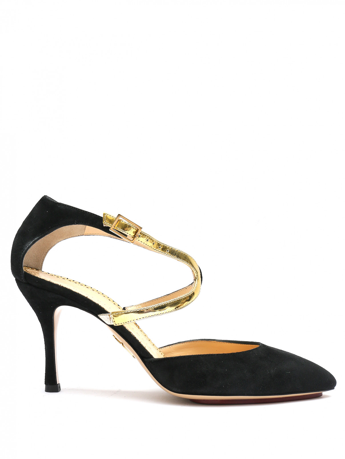 Туфли из замши с контрастной отделкой Charlotte Olympia  –  Обтравка1  – Цвет:  Черный