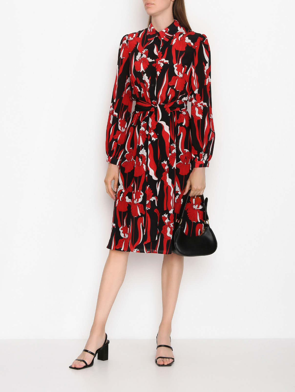 Платье из шелка с узором Moschino Boutique  –  МодельОбщийВид  – Цвет:  Красный