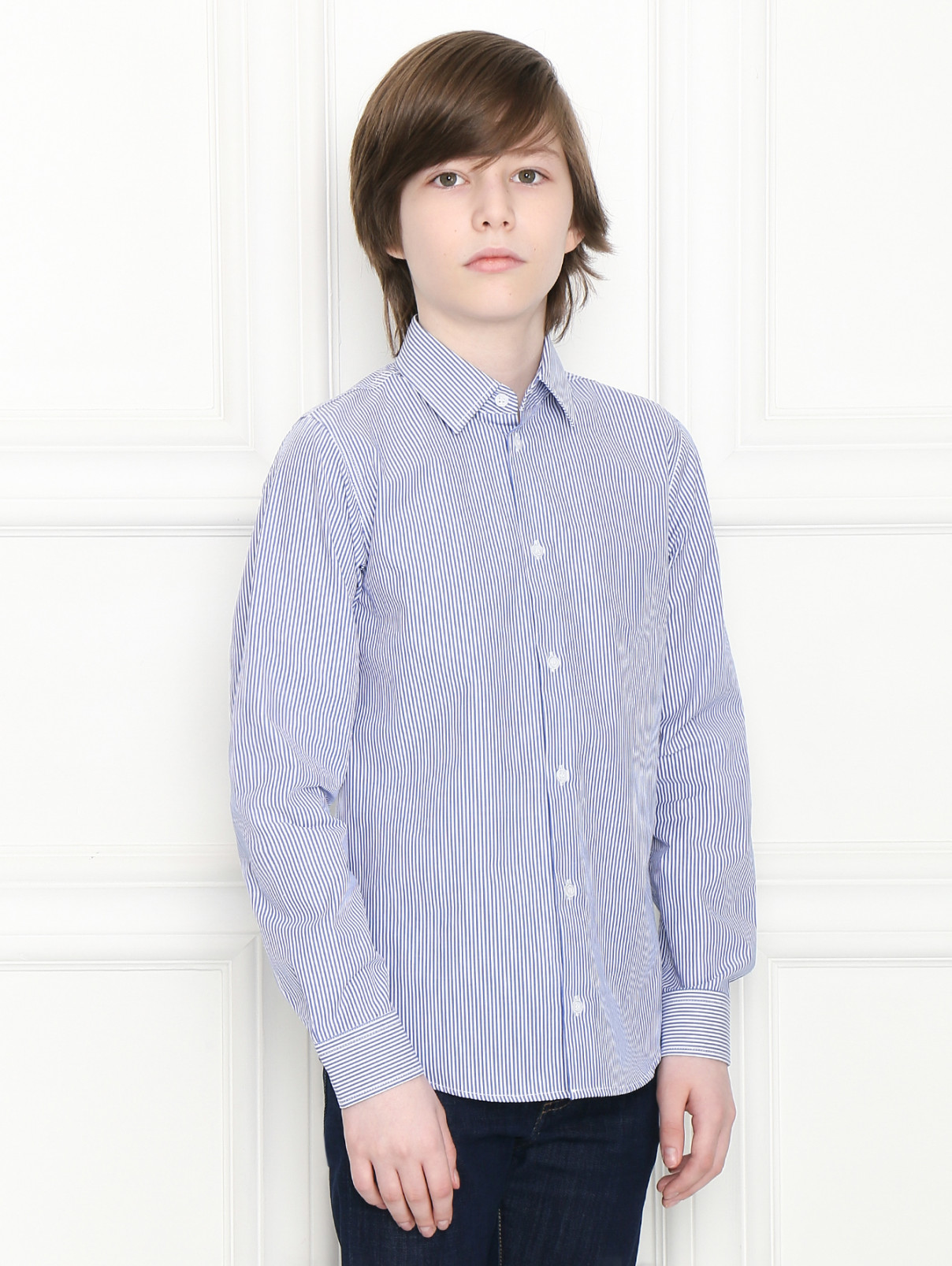 Рубашка из хлопка с узором полоска Dal Lago  –  МодельВерхНиз  – Цвет:  Узор