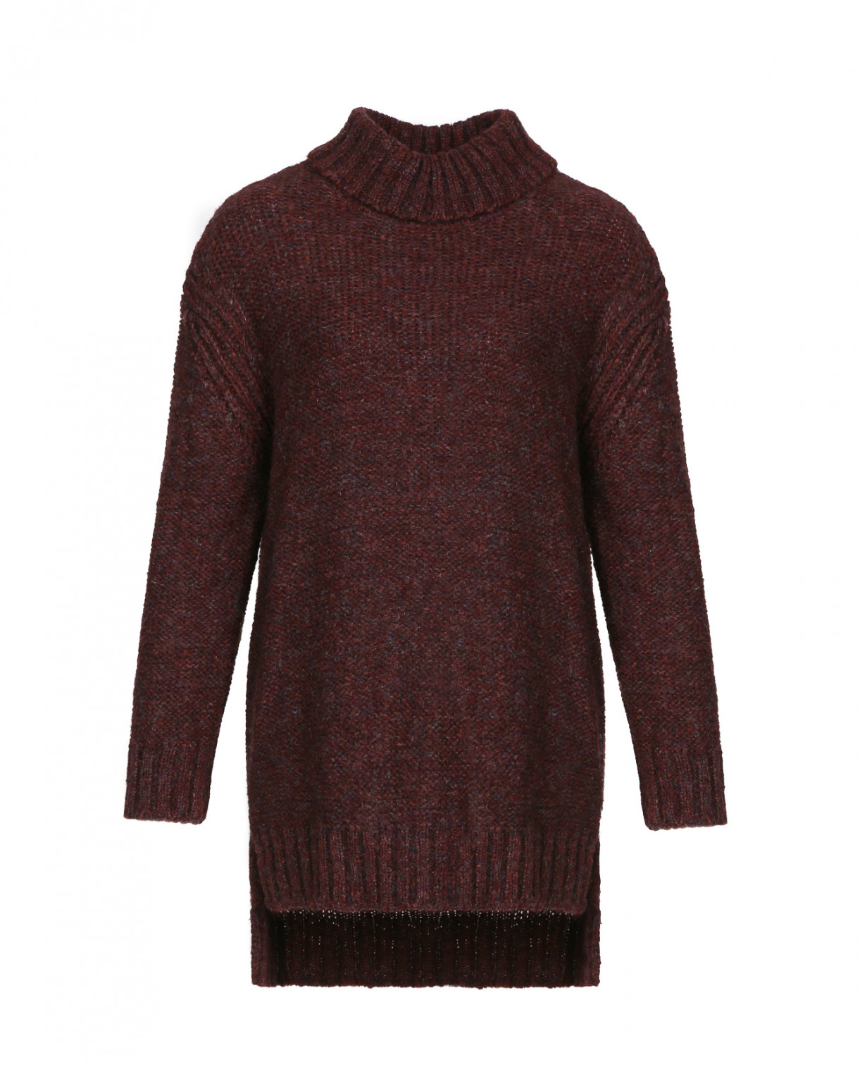 Удлиненный свитер с высокой горловиной R95TH  –  Общий вид  – Цвет:  Красный