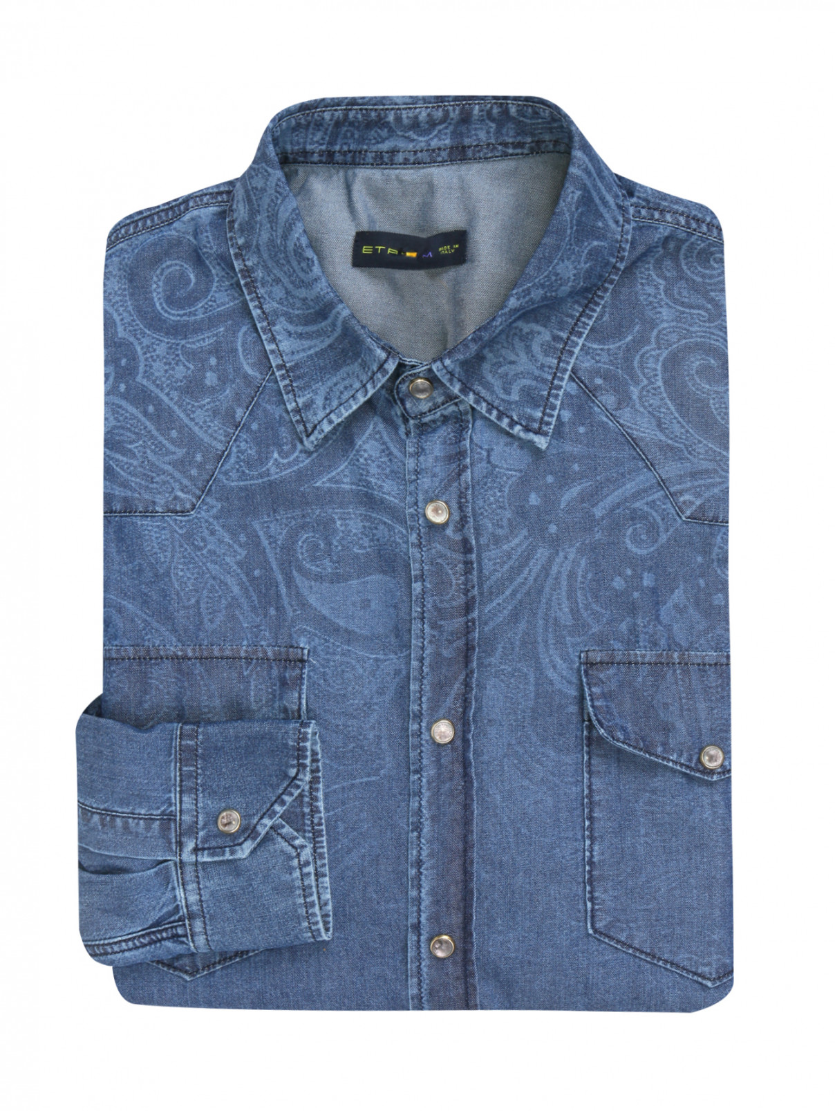 Рубашка из хлопка с нагрудными карманами Etro  –  Общий вид  – Цвет:  Синий