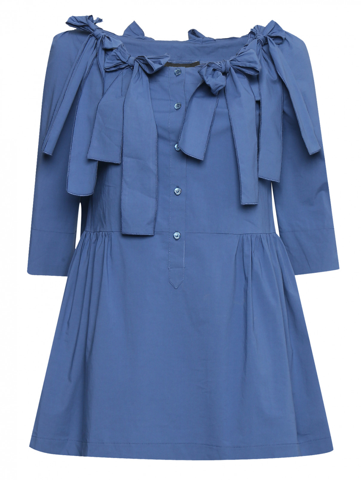 Блуза из хлопка с бантами BOUTIQUE MOSCHINO  –  Общий вид  – Цвет:  Синий