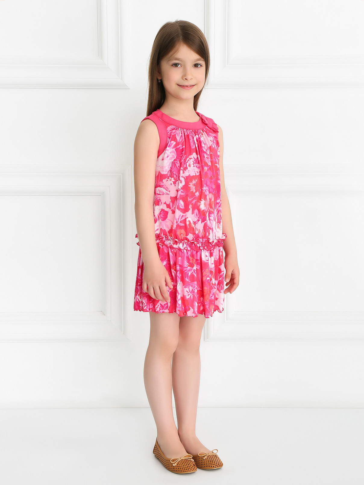 Платье-мини  с цветочным узором I Pinco Pallino  –  Модель Общий вид  – Цвет:  Розовый
