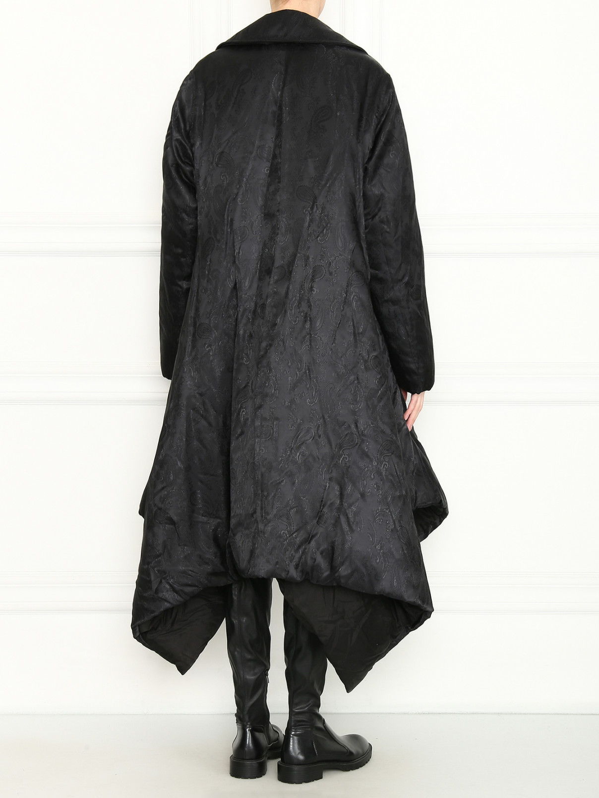 Двубортное пальто свободного кроя с узором J.W. Anderson  –  МодельВерхНиз1  – Цвет:  Черный