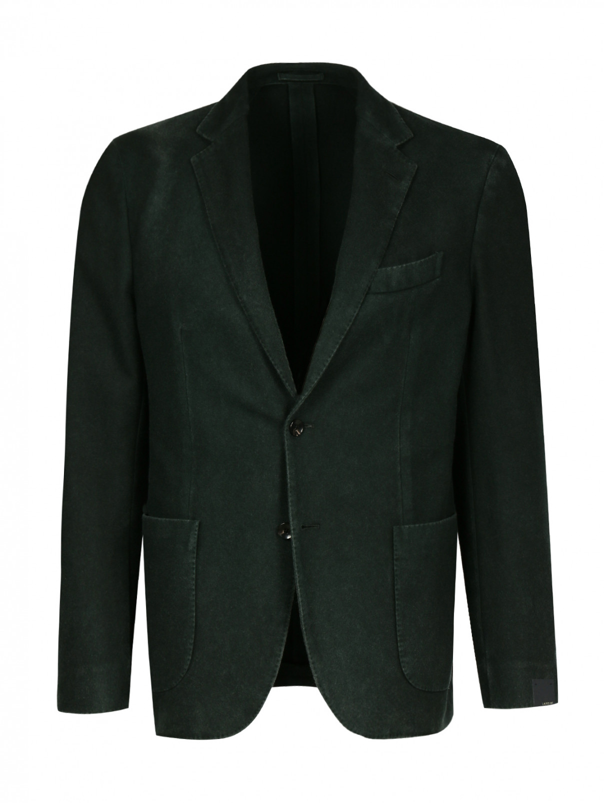 Пиджак однобортный из кашемира LARDINI  –  Общий вид  – Цвет:  Зеленый