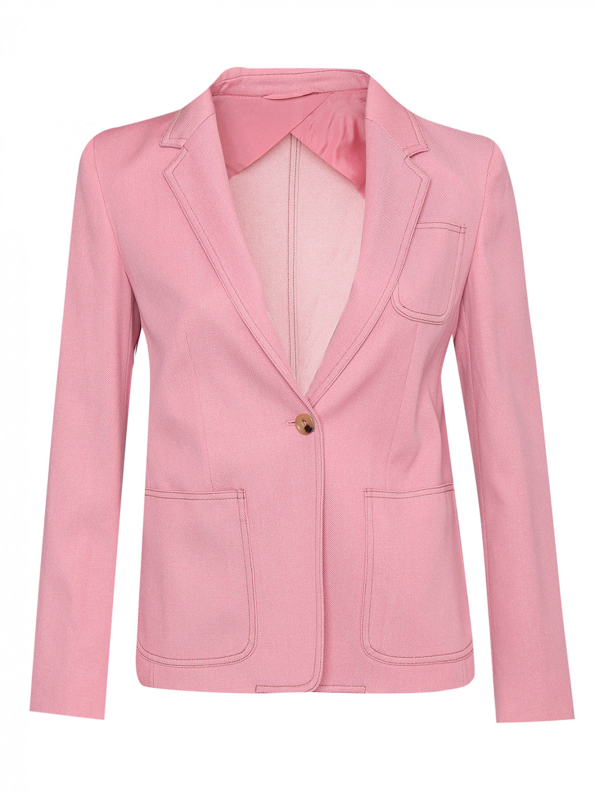 Однобортный жакет из шерсти с карманами Max Mara  –  Общий вид  – Цвет:  Розовый