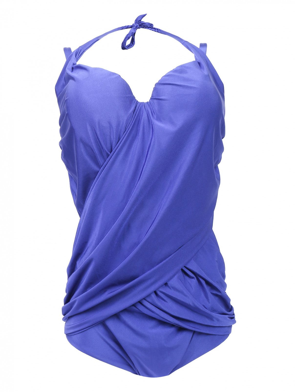 Купальник слитный с драпировкой Marina Rinaldi  –  Общий вид  – Цвет:  Синий