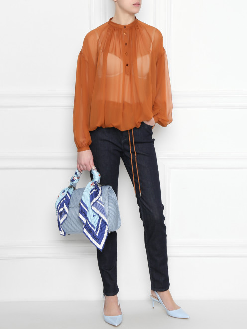 Блуза из шелка, со сборкой Alberta Ferretti - МодельОбщийВид
