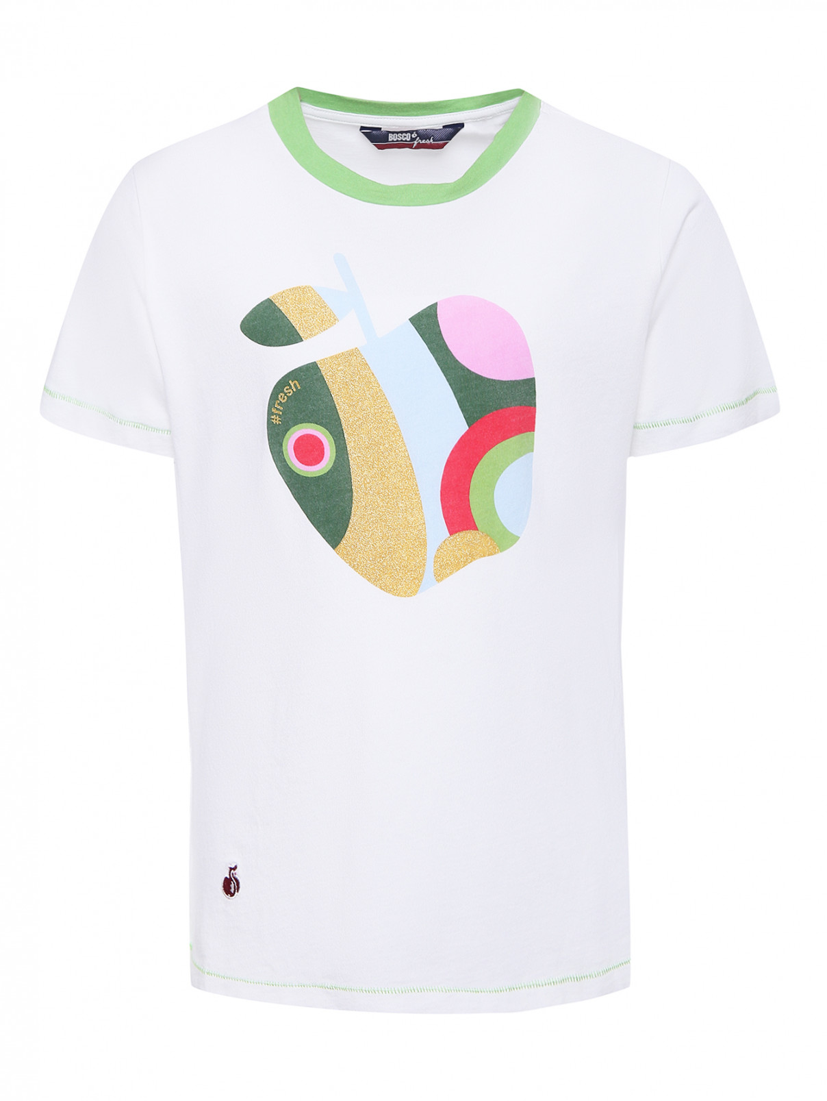 Хлопковая футболка с принтом BOSCO  –  Общий вид  – Цвет:  Белый