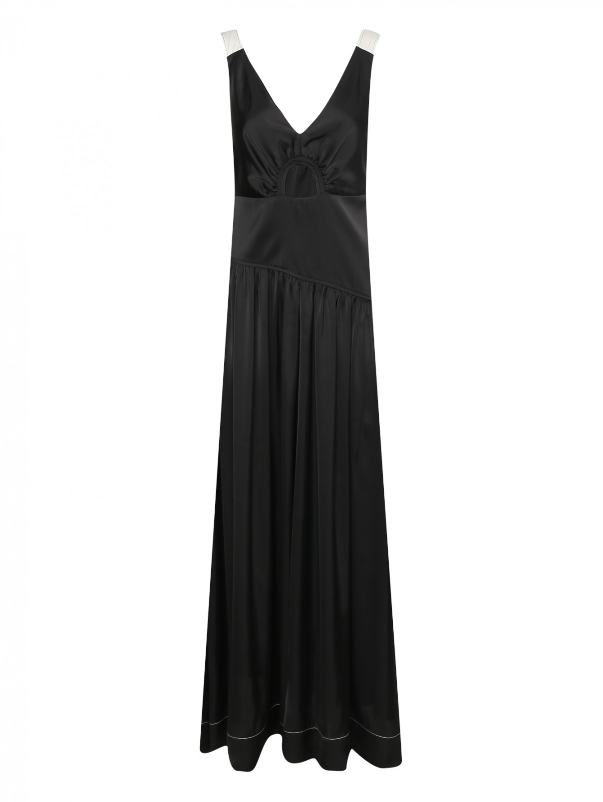 Комбинированное платье асимметричного кроя 3.1 Phillip Lim  –  Общий вид  – Цвет:  Черный