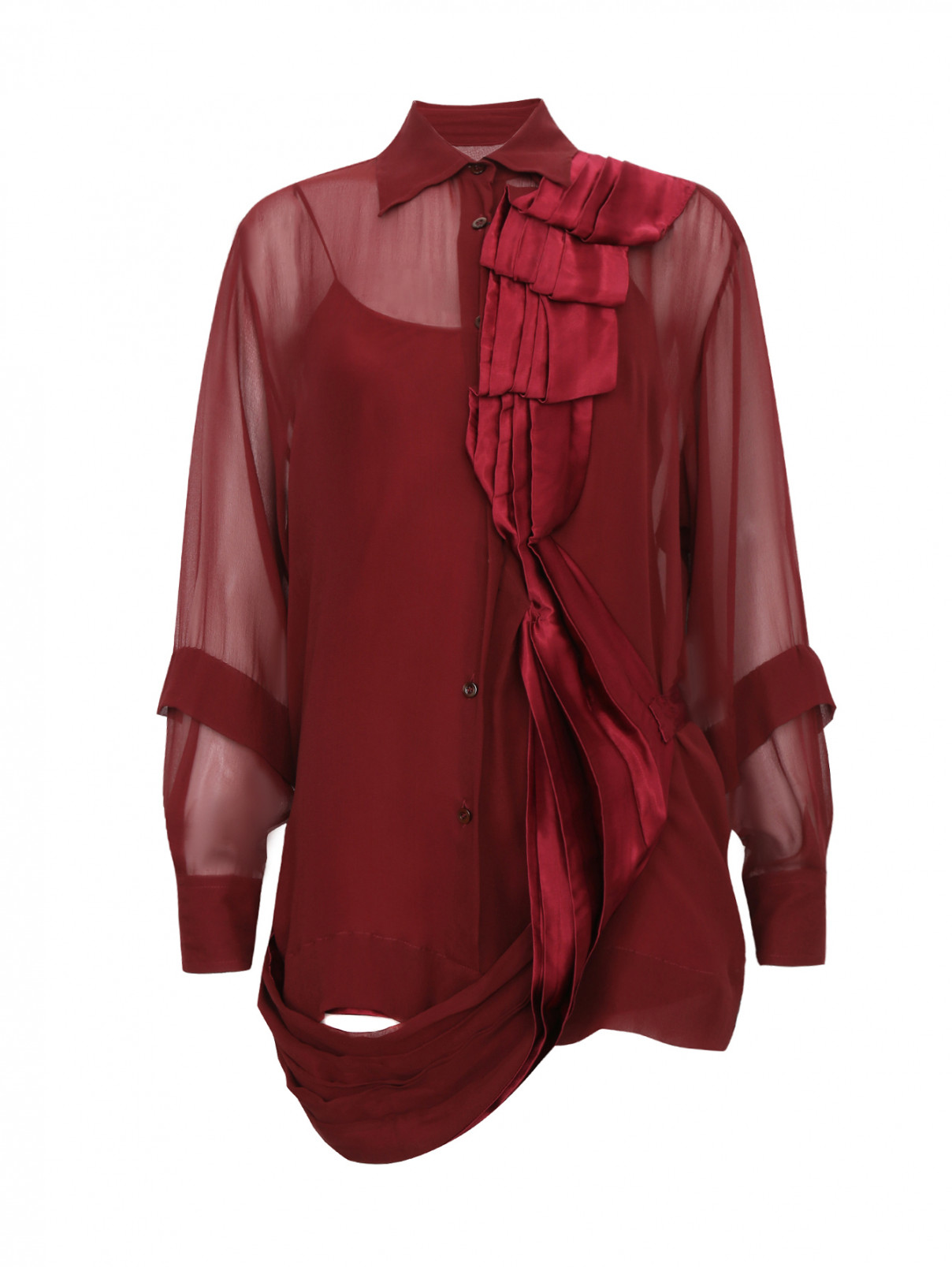 Блуза из шелка Antonio Marras  –  Общий вид  – Цвет:  Красный