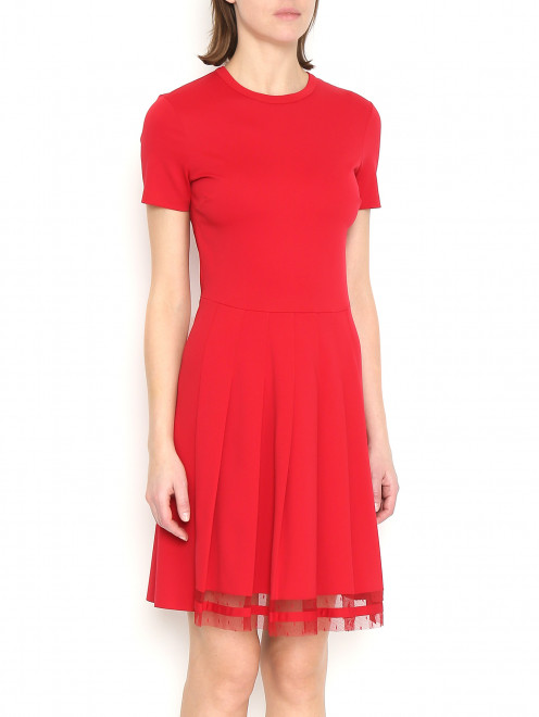Трикотажное платье с декоративной вставкой из сетки Red Valentino - МодельВерхНиз