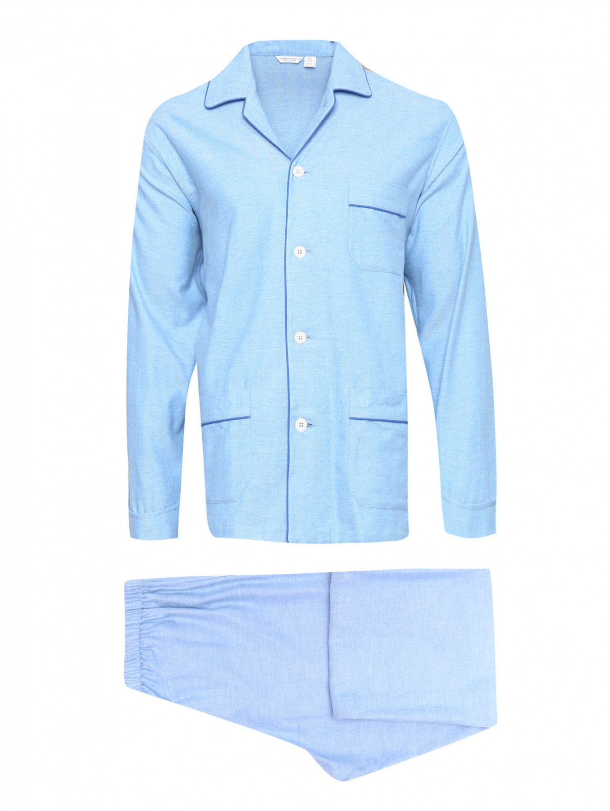 Пижама из хлопка с накладными карманами Roberto Ricetti  –  Общий вид  – Цвет:  Синий