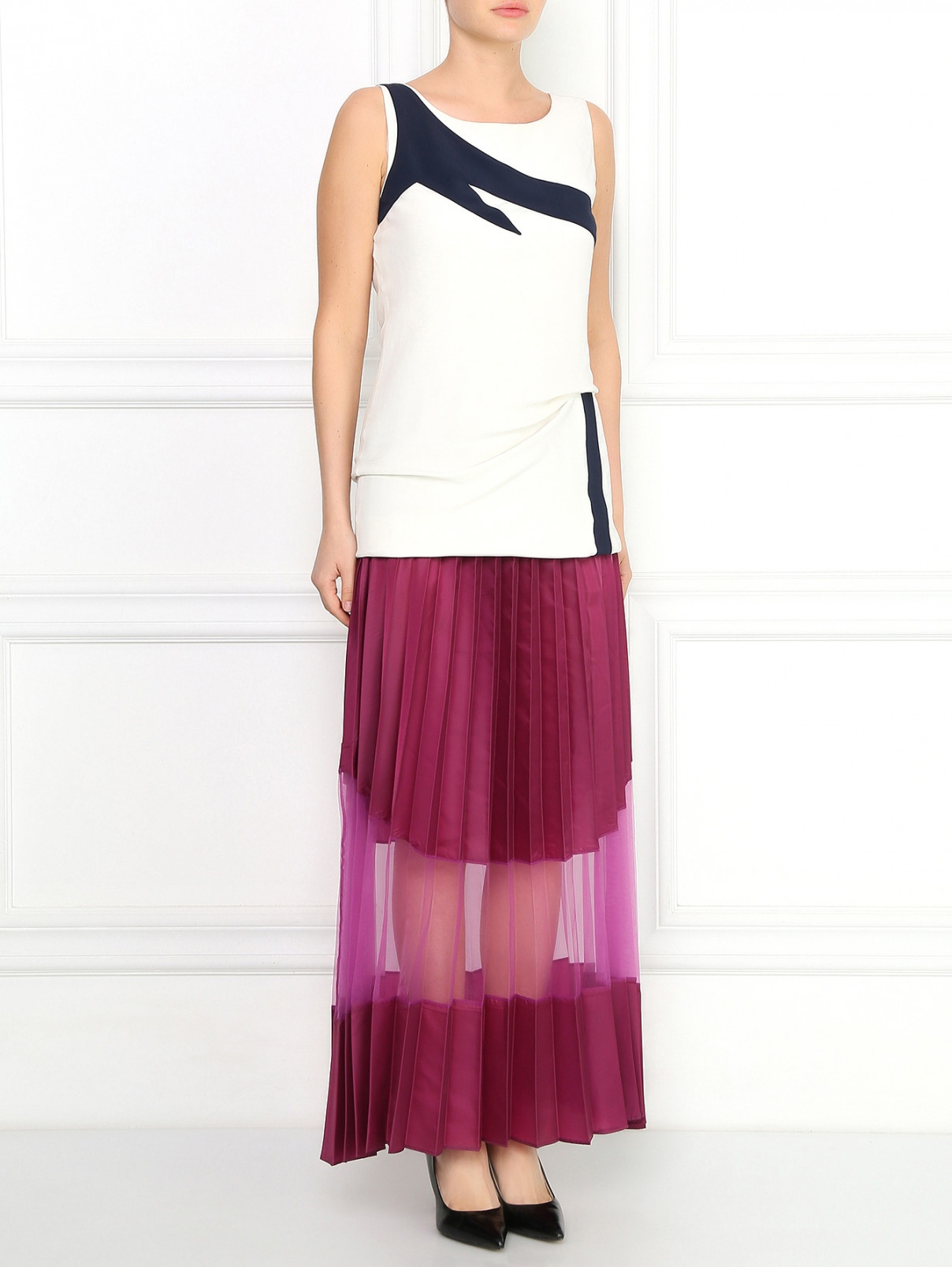 Плиссированная юбка-макси Jean Paul Gaultier  –  Модель Общий вид  – Цвет:  Фиолетовый