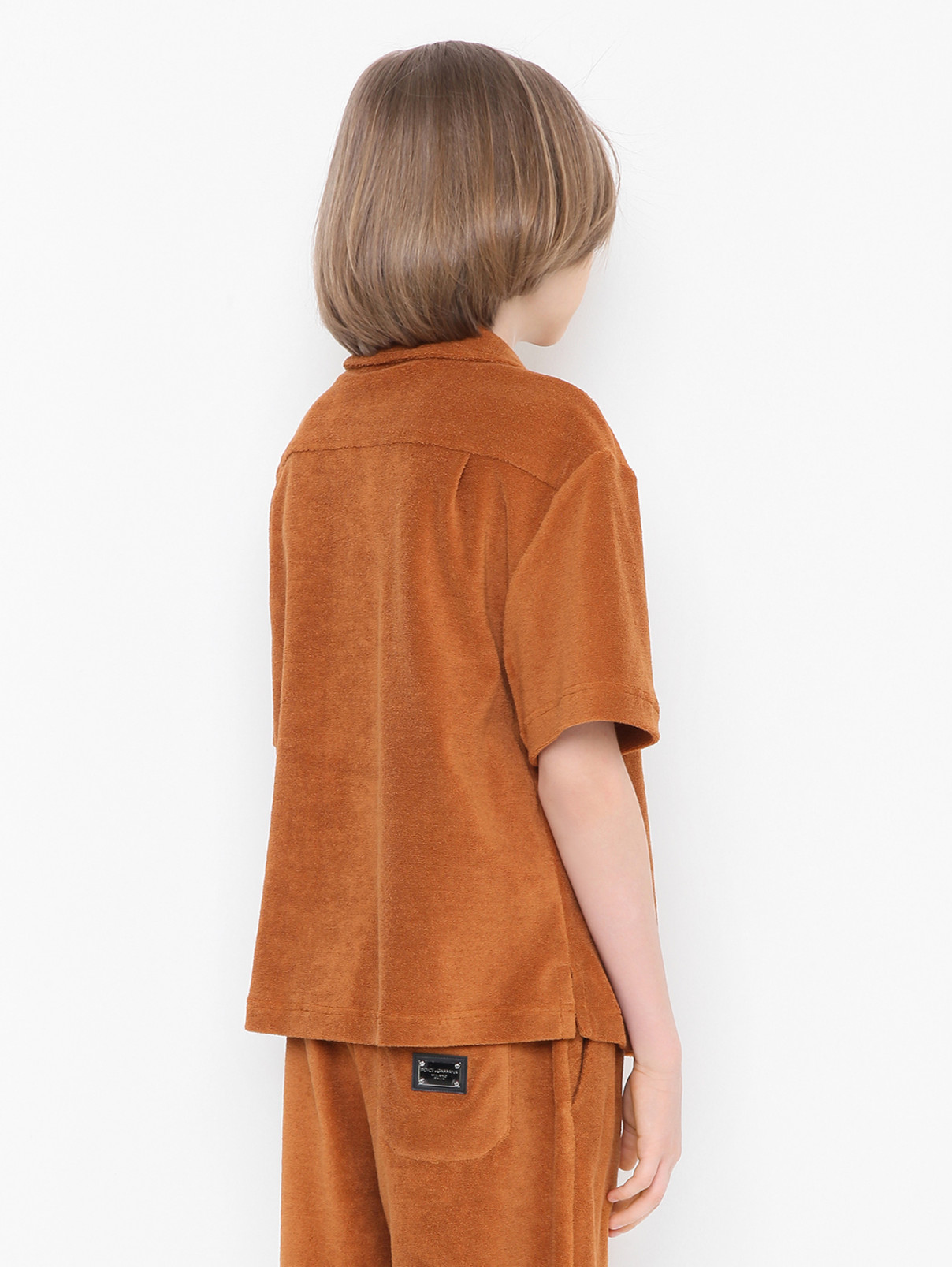 Рубашка из фактурного хлопка Dolce & Gabbana  –  МодельВерхНиз1  – Цвет:  Оранжевый