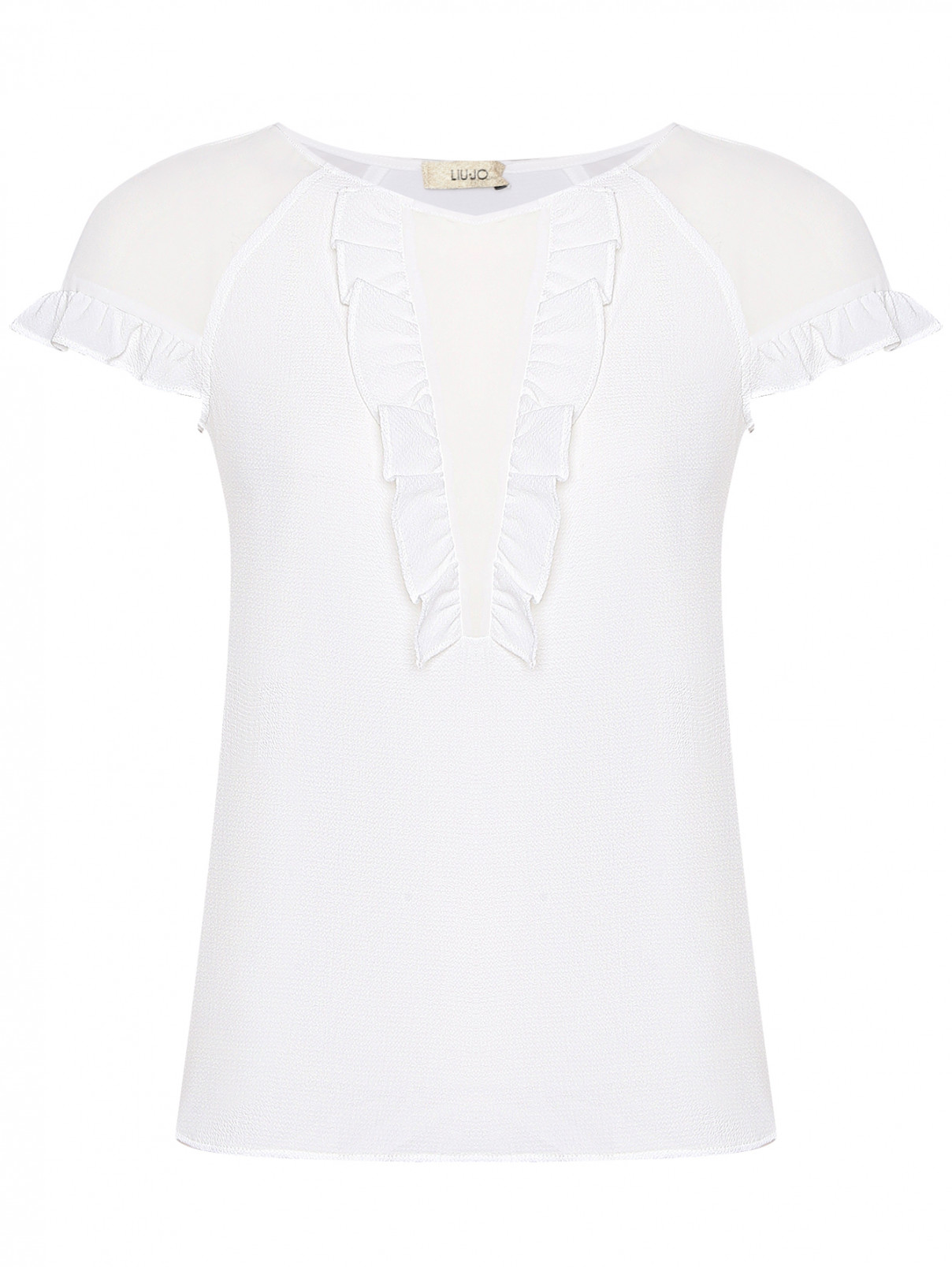 Блуза с воланами Liu Jo  –  Общий вид  – Цвет:  Белый