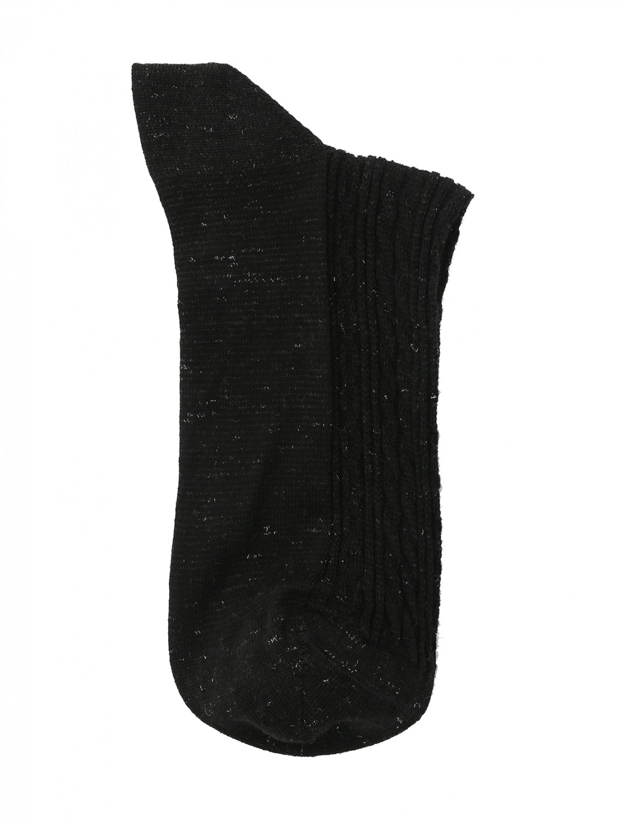 Носки из хлопка с узором "полоска" ALTO MILANO  –  Общий вид  – Цвет:  Черный