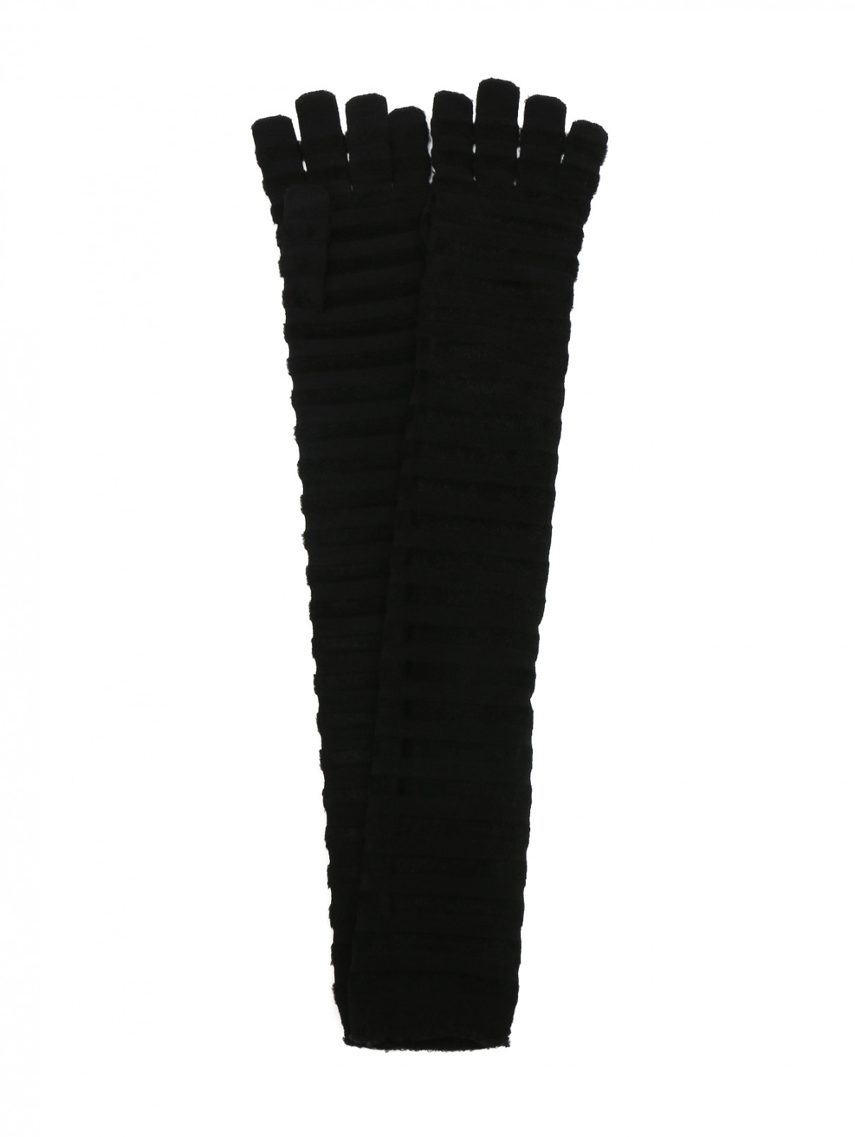 Перчатки трикотажные в полоску Max Mara  –  Общий вид  – Цвет:  Черный