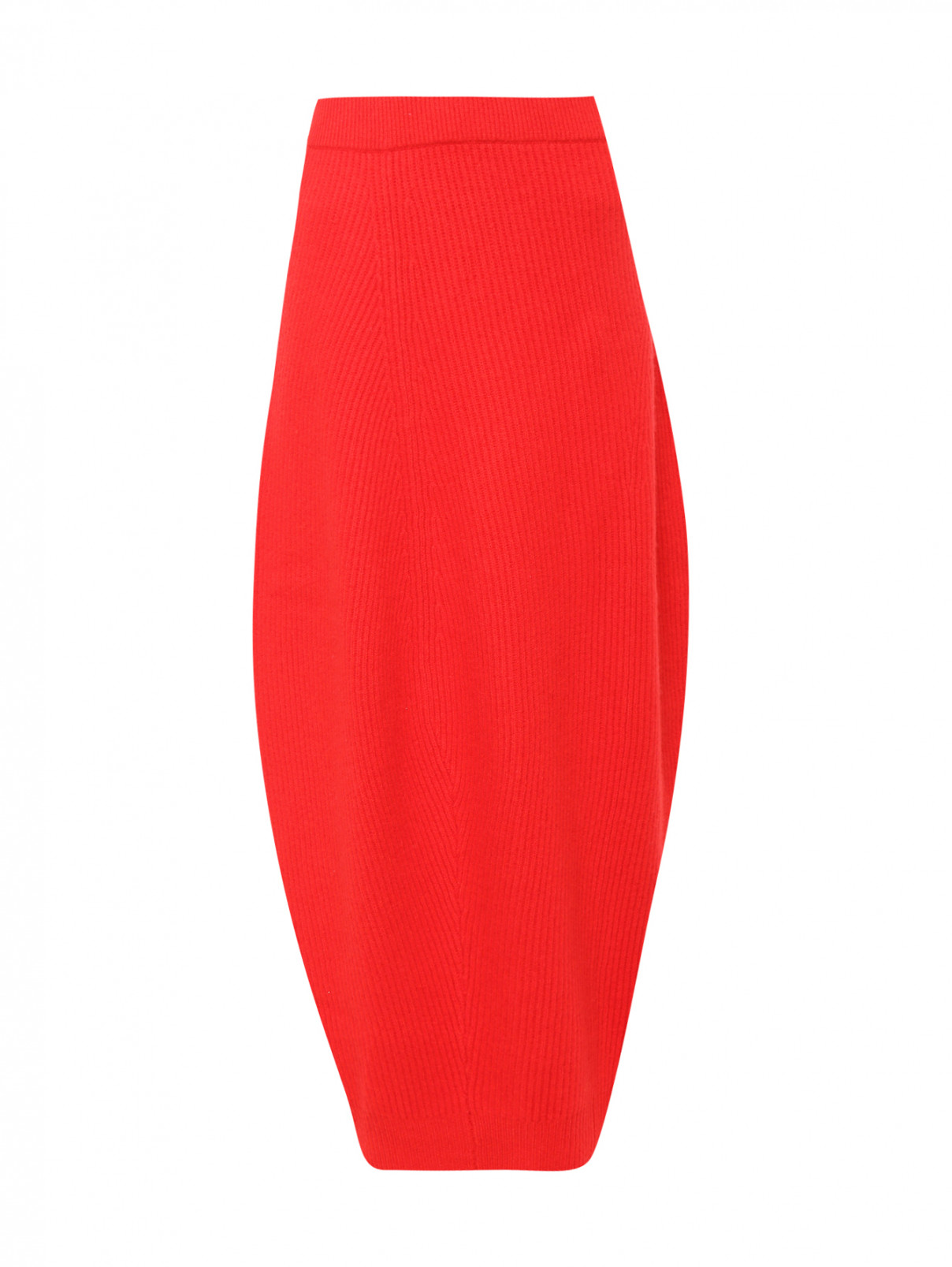 Юбка-баллон трикотажная из шерсти и кашемира Jil Sander  –  Общий вид  – Цвет:  Красный