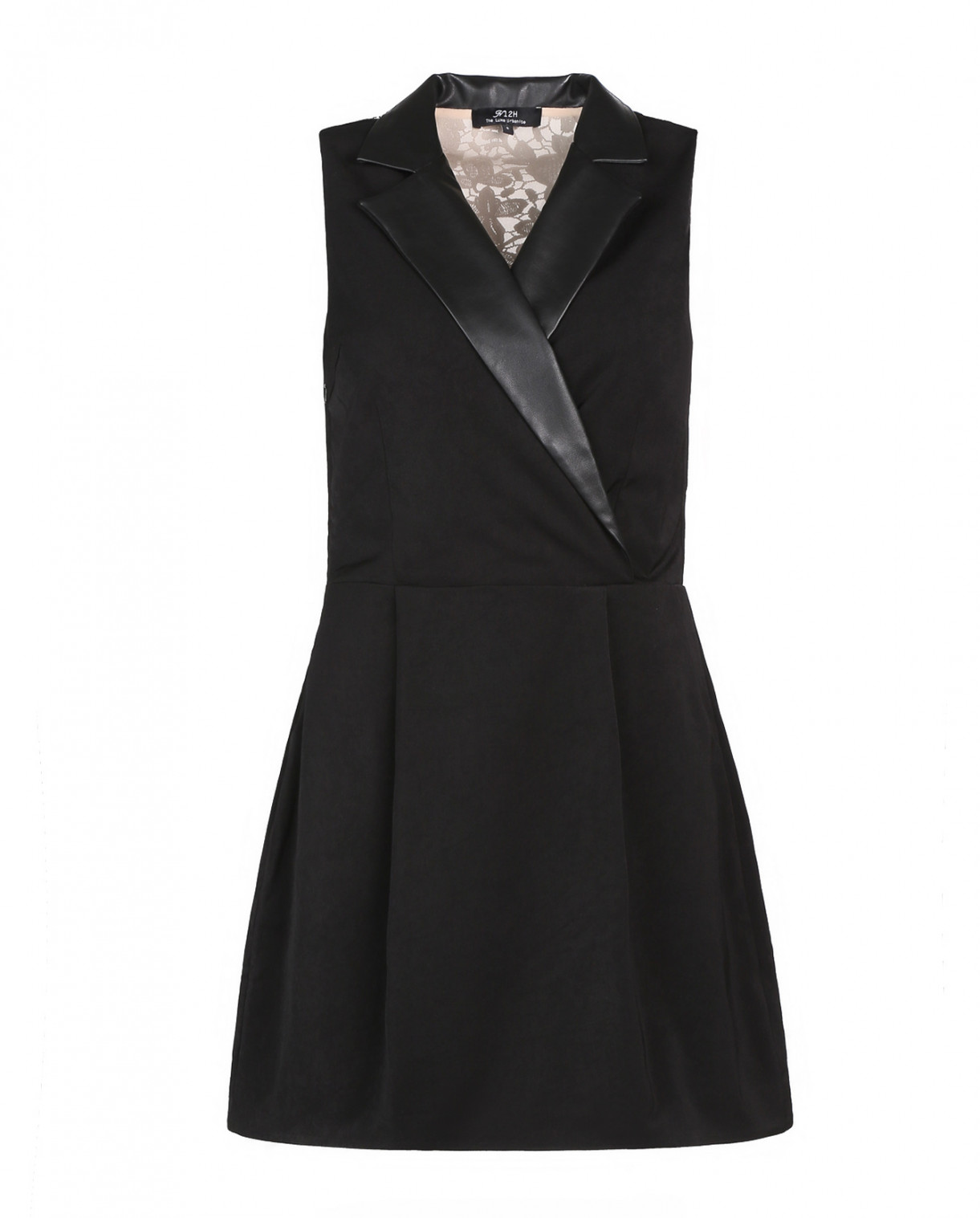 Платье-мини с кружевной вставкой на спине N12H  –  Общий вид  – Цвет:  Черный