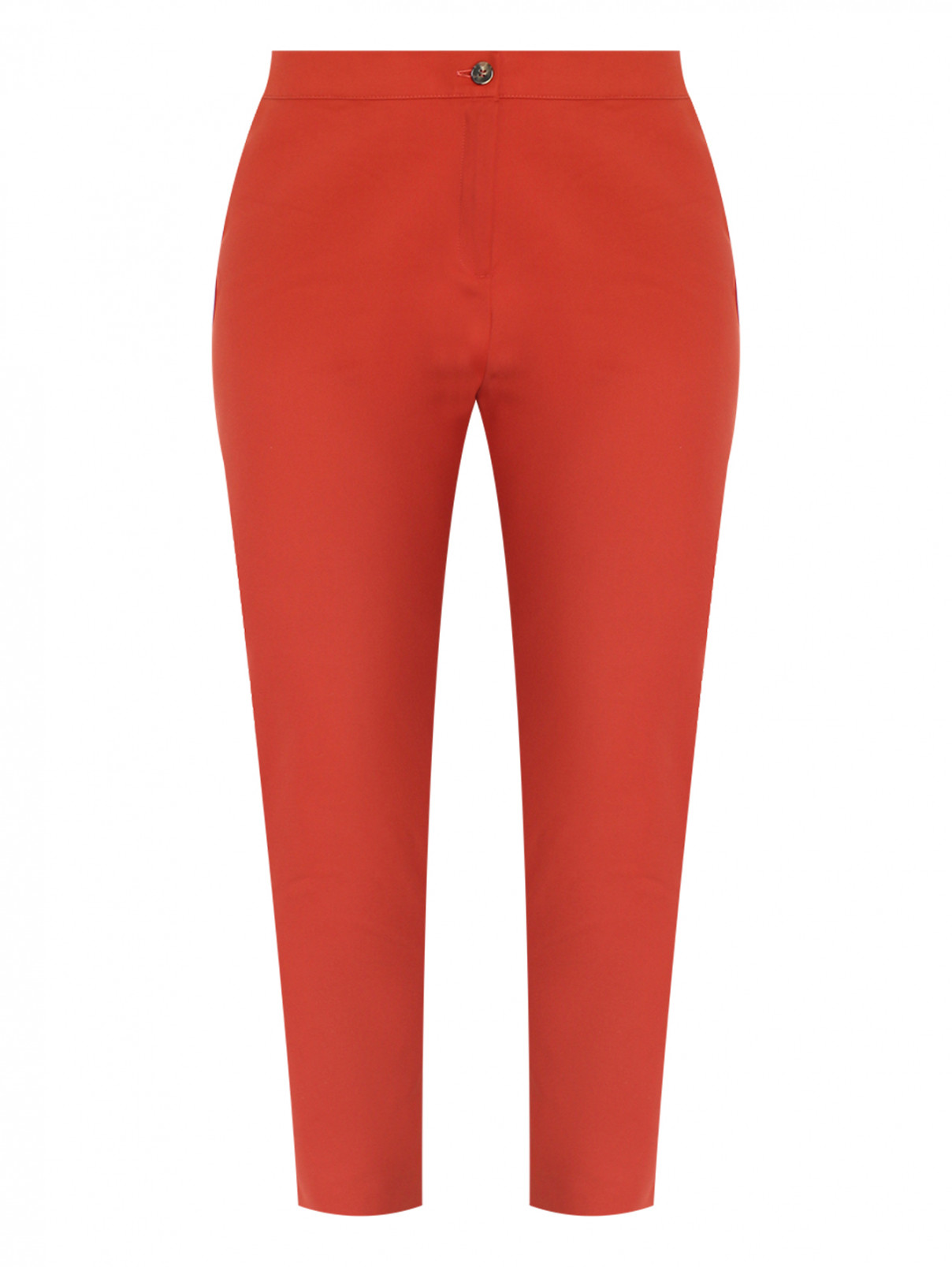 Зауженные брюки из хлопка Marina Rinaldi  –  Общий вид  – Цвет:  Оранжевый