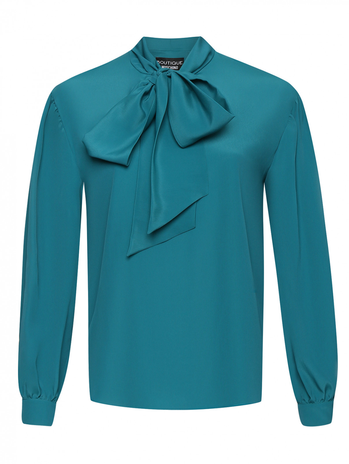 Блуза из смешанного шелка с бантом Moschino Boutique  –  Общий вид  – Цвет:  Зеленый