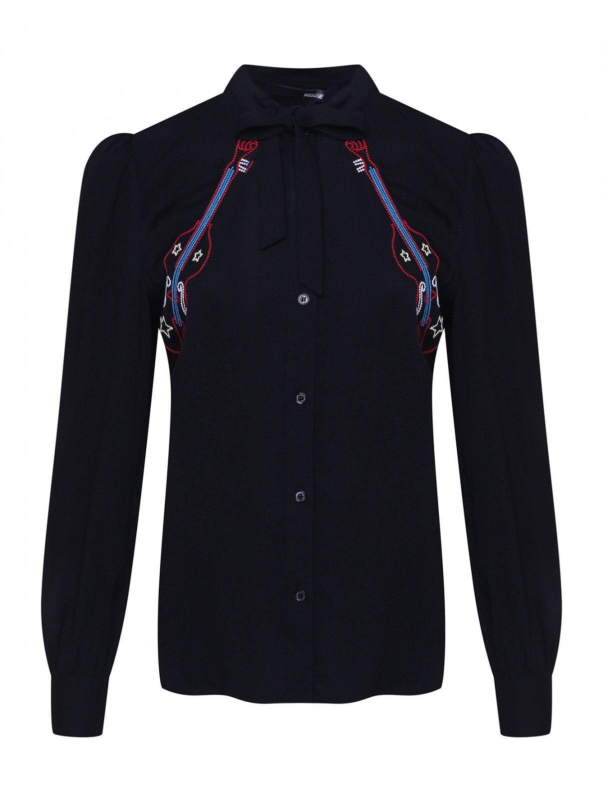Блуза из вискозы с вышивкой Love Moschino  –  Общий вид  – Цвет:  Черный