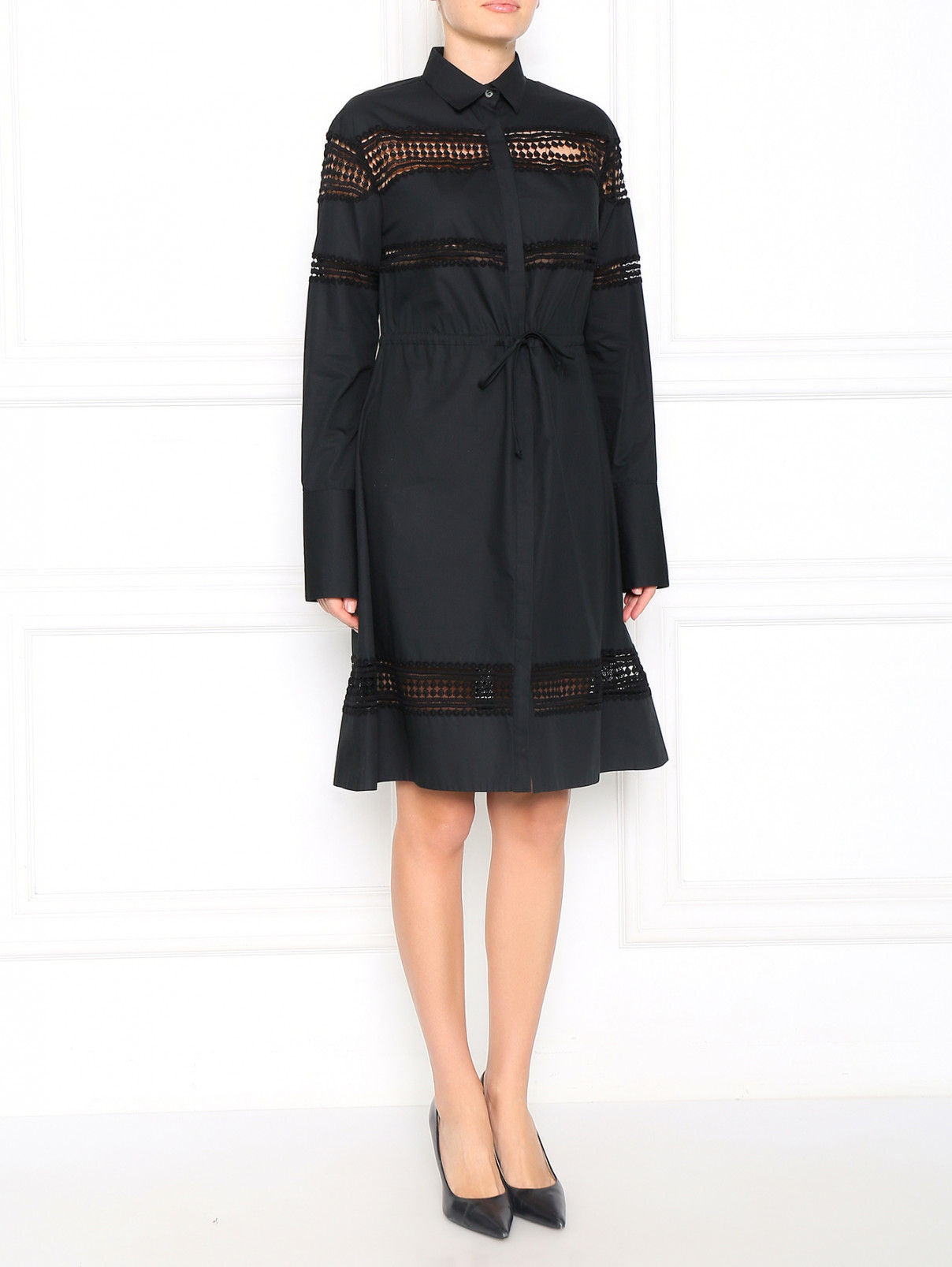 Платье из хлопка с декоративными вставками Aquilano Rimondi  –  Модель Общий вид  – Цвет:  Черный