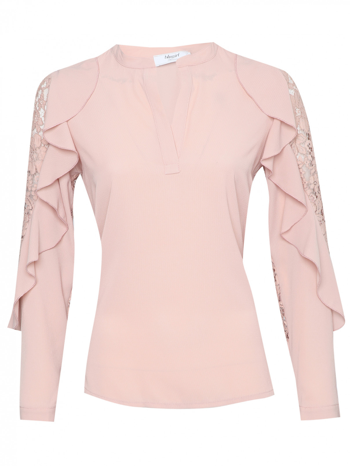 Блуза однотонная с воланами и кружевом Blugirl  –  Общий вид