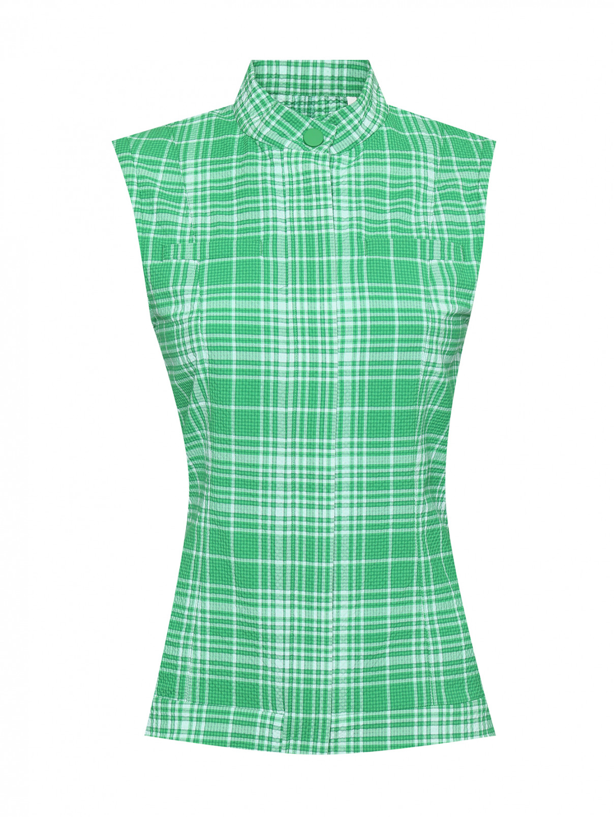 Блуза из смешанного хлопка на молнии Sportmax  –  Общий вид  – Цвет:  Зеленый