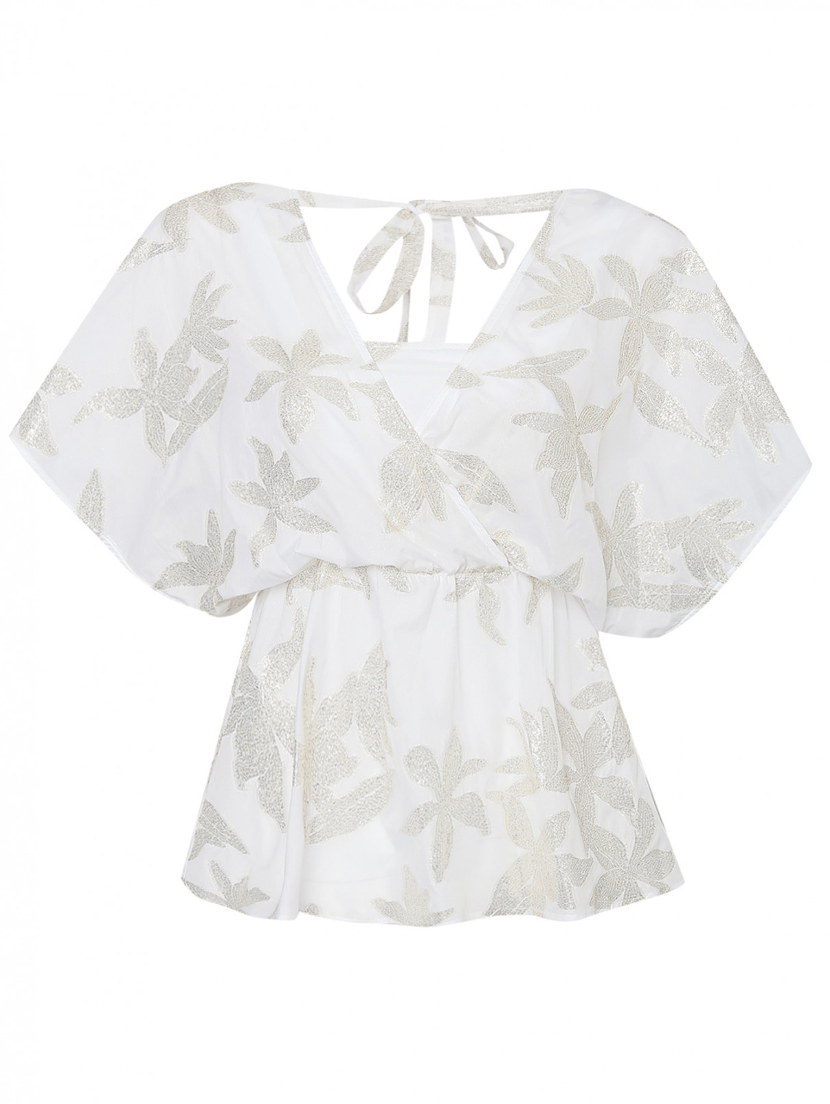 Блуза с вышивкой Max&Co  –  Общий вид  – Цвет:  Белый