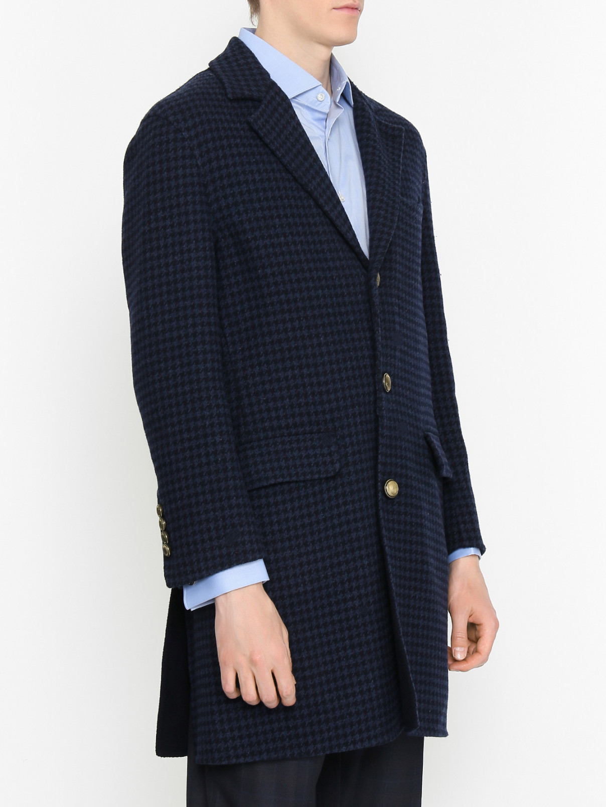 Пальто из смешанной шерсти с узором Brunello Cucinelli  –  МодельВерхНиз